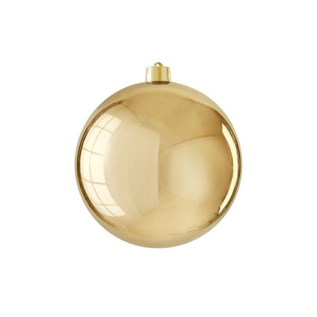 Stor julekugle blank guld 20 cm i dia