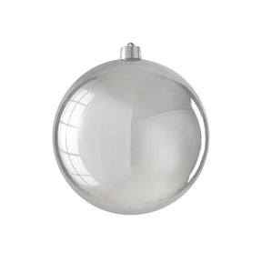Stor julekugle blank sølv 25 cm i diameter
