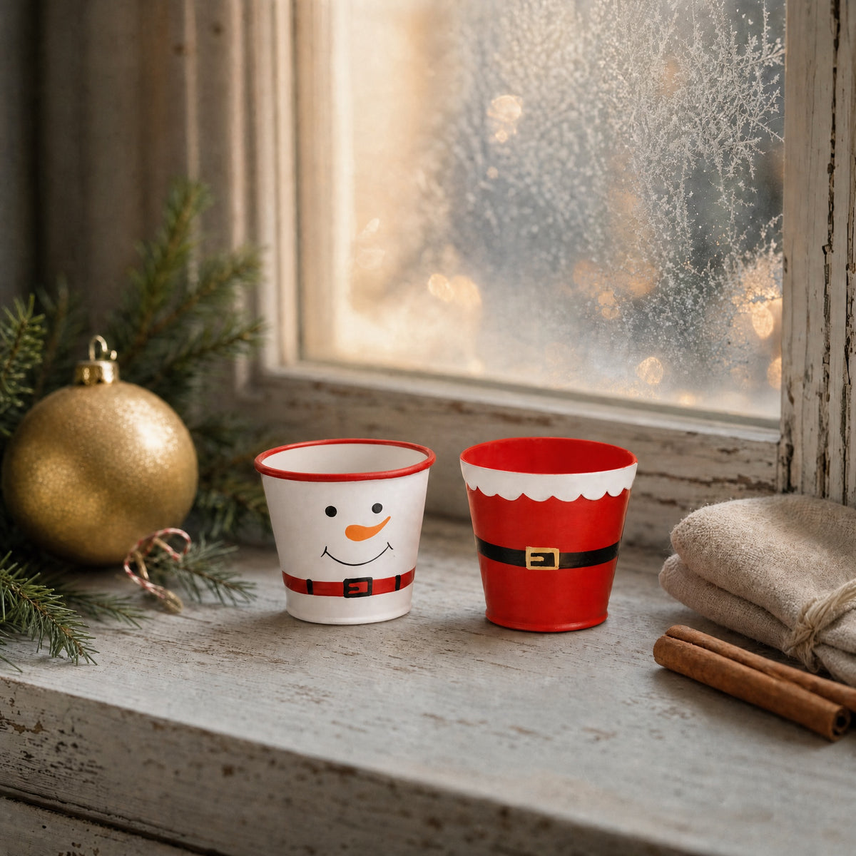 Bøtte/potteskjuler med julemotiv