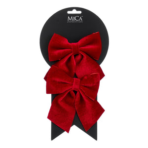 Sløjfer i mørkerød 12 cm bred 2-pak til dekoration fra Mica Decorations