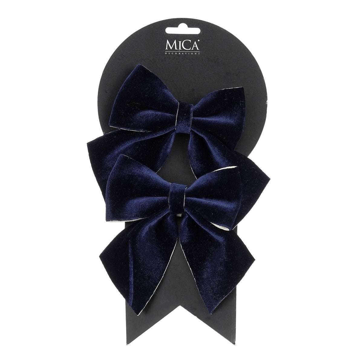 Sløyfer i mørkeblå, 12 cm brede, 2-pak til dekorasjon fra Mica Decorations