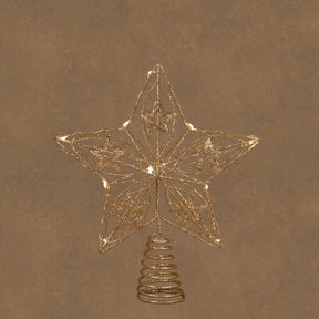 Toppstjerne med lys i champagnefarget metall 25 cm høy fra Luca Lighting