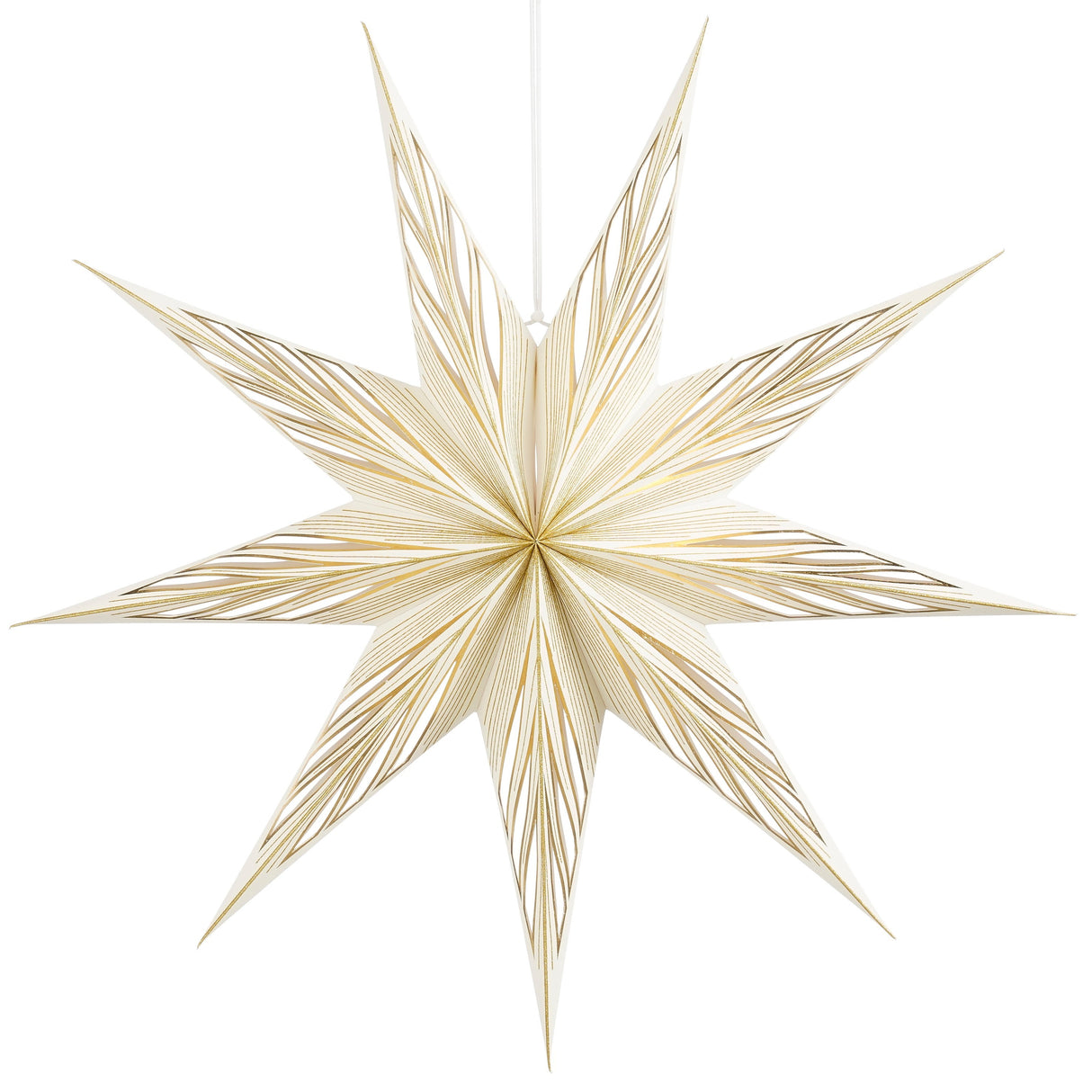 Stjerne hvid med mønster 75 cm i dia til ophængning