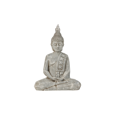 Buddha 50 cm høj grå. Sindsro både til inde og ude. 