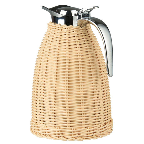 Termoskanne i naturfarget polyrattan, håndflettet, 1,5 l fra Ib Laursen