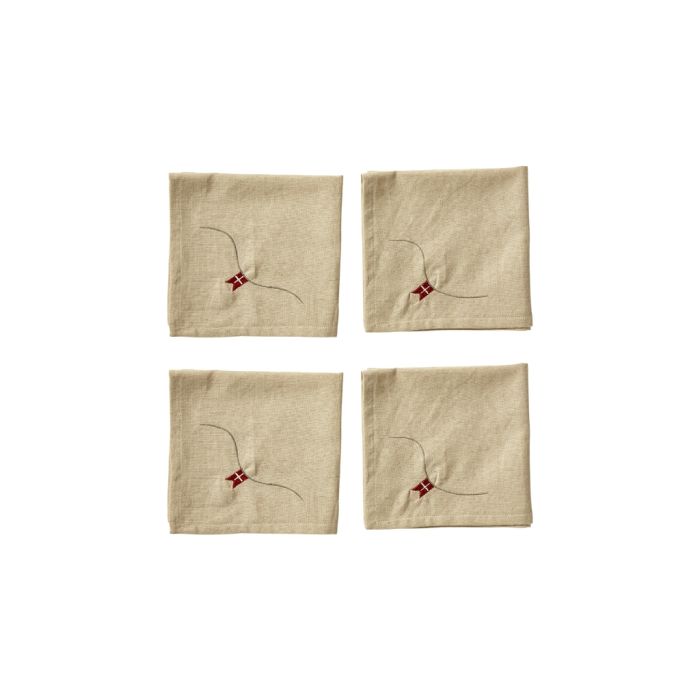 Stofservietter med flag 4-pak hørfarvede