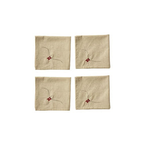 Stofservietter med flag 4-pak hørfarvede