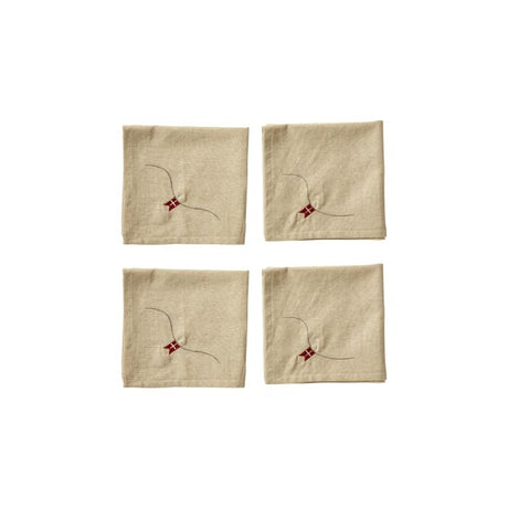 Stofservietter med flag 4-pak hørfarvede