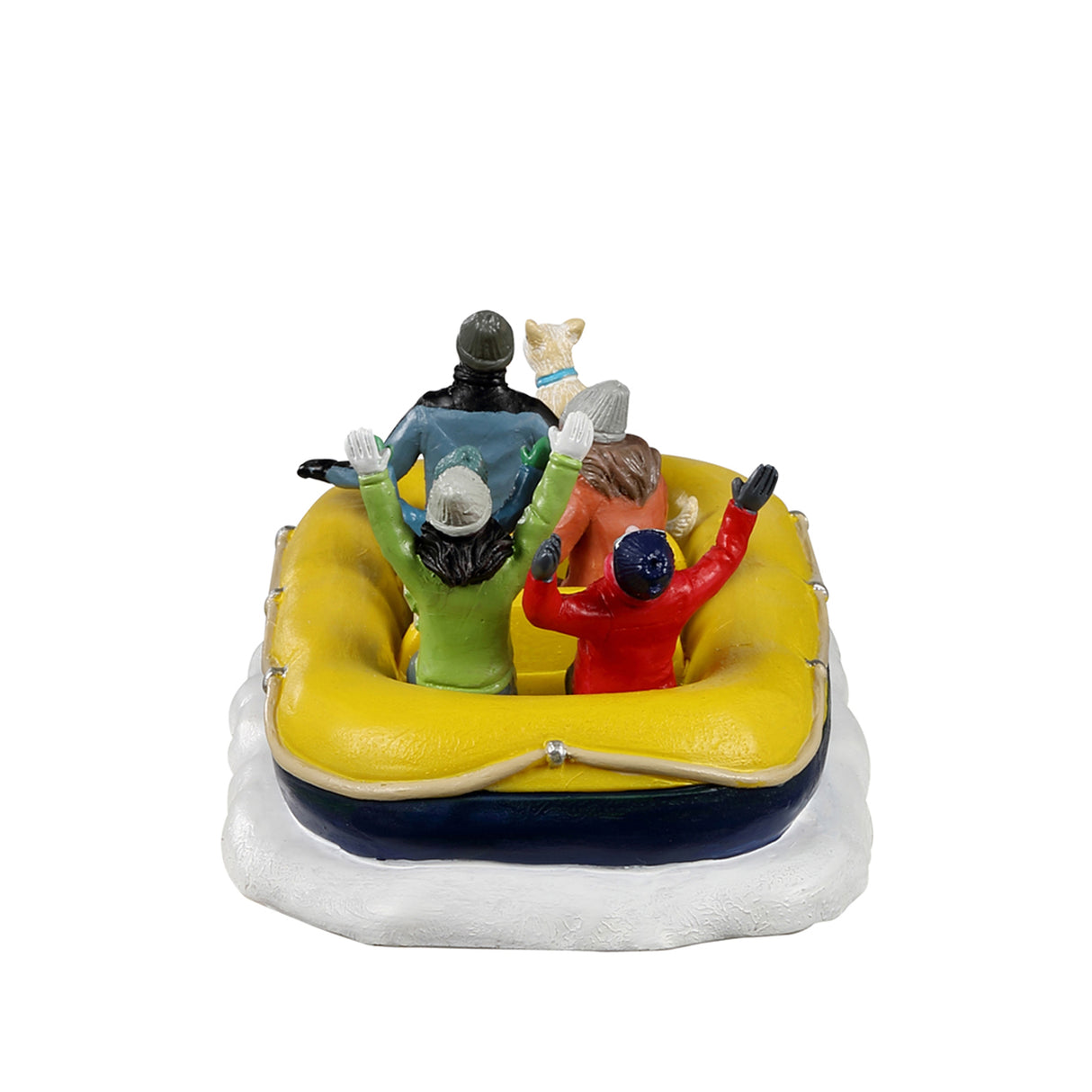 Snow Rafting med figurer og hund til julelandskabet fra Lemax set bag fra