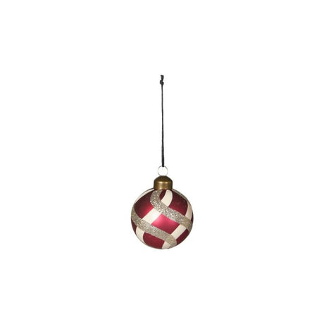 Julekugle med striber 6 cm i dia