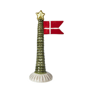 Juletre med stjerne og flagg i keramikk, 15 cm høyt fra Speedtsberg