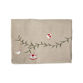 Juleduk med broderi 140 cm x 360 cm fra Speedtsberg i økologisk bomull