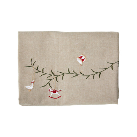 Juleduk med broderi 140 cm x 360 cm fra Speedtsberg i økologisk bomull