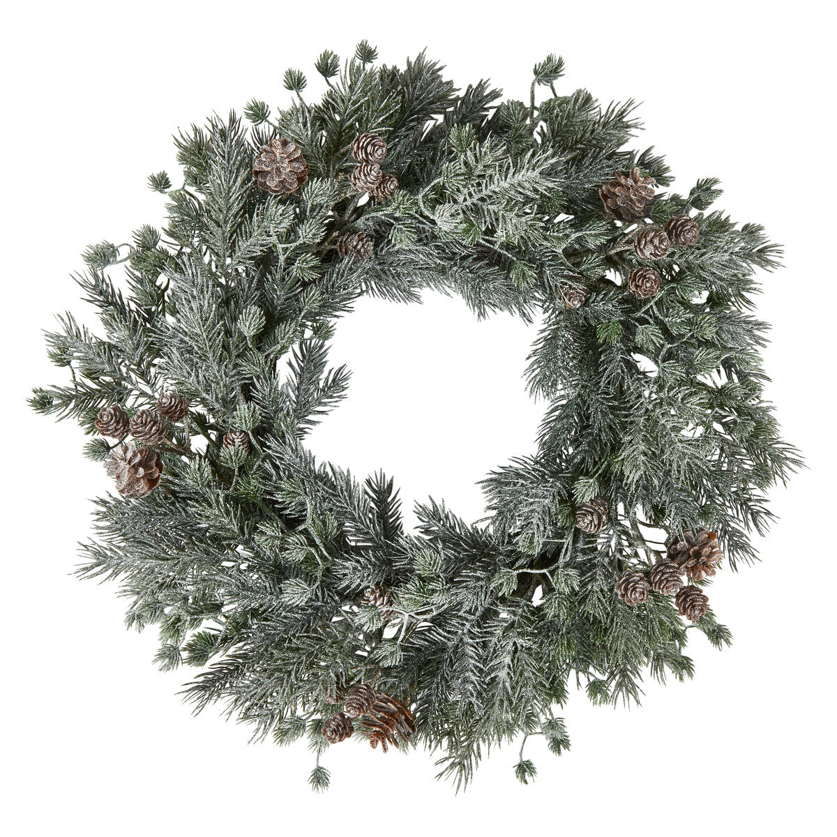 Krans i mikset kunstgran med frost og kongler, Ø45 cm, fra Speedtsberg
