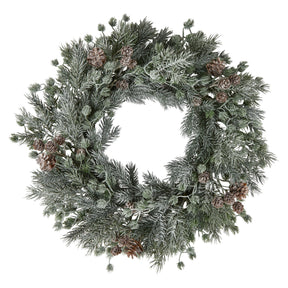 Krans i mikset kunstgran med frost og kongler, Ø45 cm, fra Speedtsberg