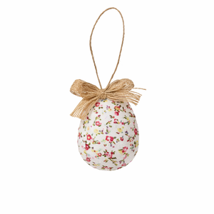 Påskeæg i stof med lyserøde og lilla blomster