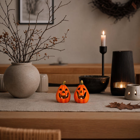 Gresskar med tenner og LED-lys