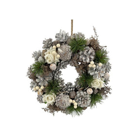 Krans med hvide roser 30 cm i diameter