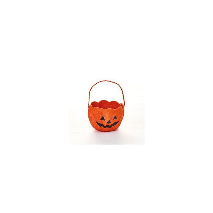 Halloween græskarpapkurv med hank 7 cm