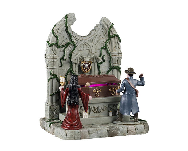 Lighted Coffin figur til Halloween pynt fra Lemax Spooky Town