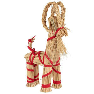 Julebuk m/rødt bånd og skæg 44 cm høj