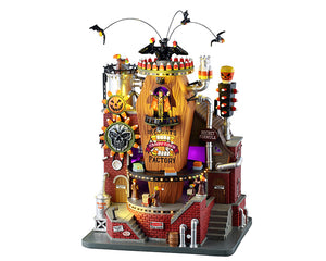 The Count's Candy Corn Factory med lys til Halloween by fra Spooky Town Lemax