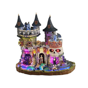 Lemax Medi-Evil Castle halloween dekoration med kranium og drage