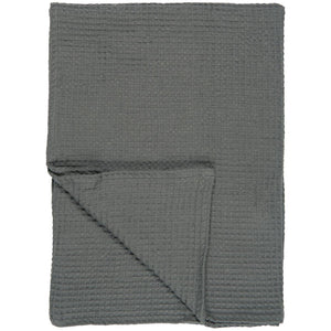 Antrasittgrått Liseleje badehåndkle fra Ib Laursen med vaffelmønster i 100 % bomull, 100 x 150 cm