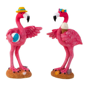 Flamingo på ferie. I to sjove varianter med is eller badebold. 