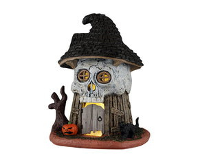 Witch's Skull Hut bygning med lys til Halloween dekoration fra Lemax