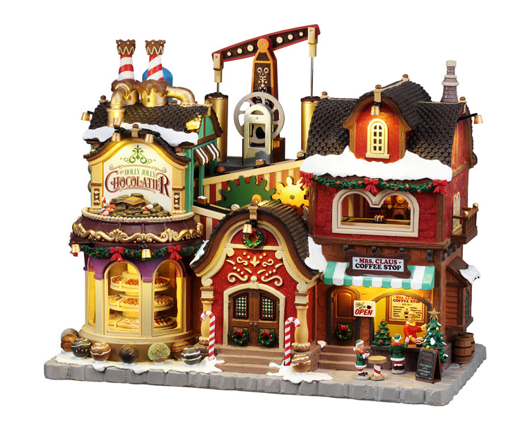 The Holly Jolly Chocolatier & Mrs. Claus Coffee Shop bygning til juleby fra Lemax