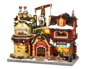 The Holly Jolly Chocolatier & Mrs. Claus Coffee Shop bygning til juleby fra Lemax