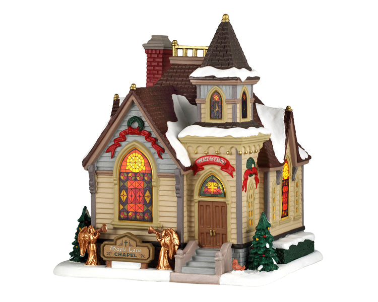 Maple Lane Chapel kirke til julelandskab fra Lemax