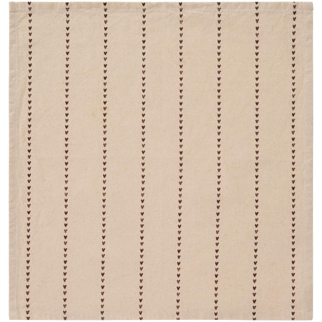 Stofserviet Valentina med brune hjerter på stribe 40 cm x 40 cm fra Ib Laursen