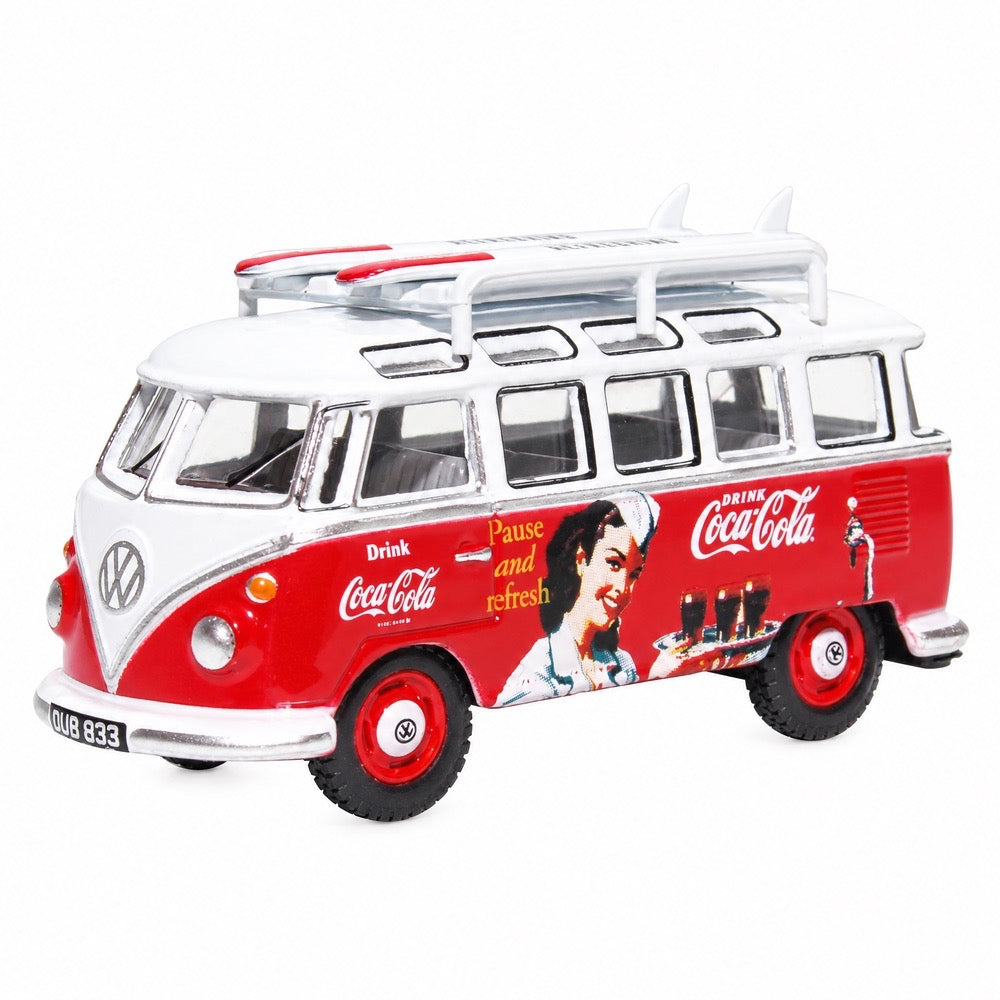 Coca Cola VW T1 folkevognrugbrød med surfbrett