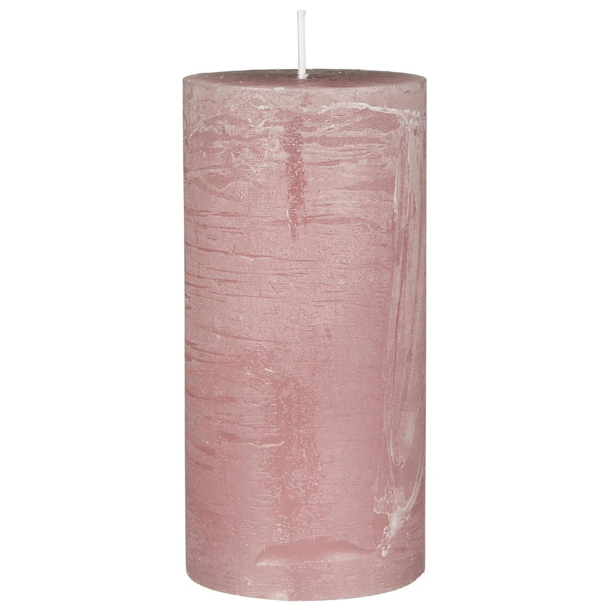 Rustikt bloklys rosa malva 14 cm højt fra Ib Laursen
