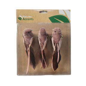 Chippie fugler med klips i rosa, 3-pak til dekorasjon