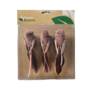Chippie fugler med klips i rosa, 3-pak til dekorasjon
