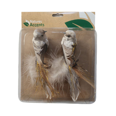 Demi fugle med klips 14 cm 2-pak til dekoration