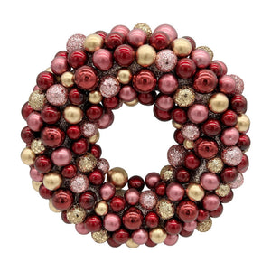 Berry krans, rød, gull og rosa, 25 cm i diameter, til oppheng