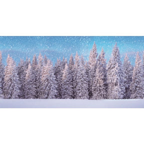 Stor baggrund med snedækket skov 300 x 150 cm