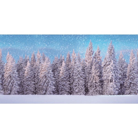 Stor baggrund med snedækket skov 300 x 150 cm