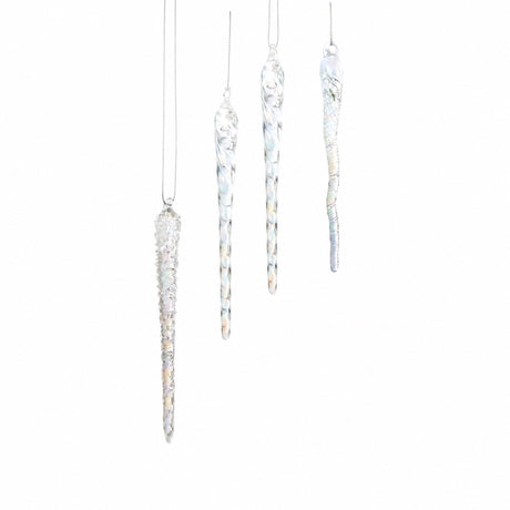 Istapper i glass 13 cm lange 4-pak