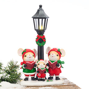 Julemus ved lyktestolpe med LED-lys fra Pobra