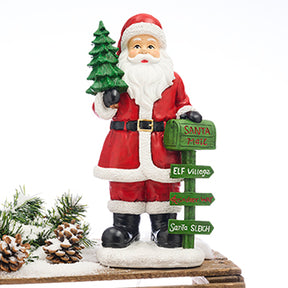 Julenisse med juletre ved postkasse fra Pobra, 35 cm høy