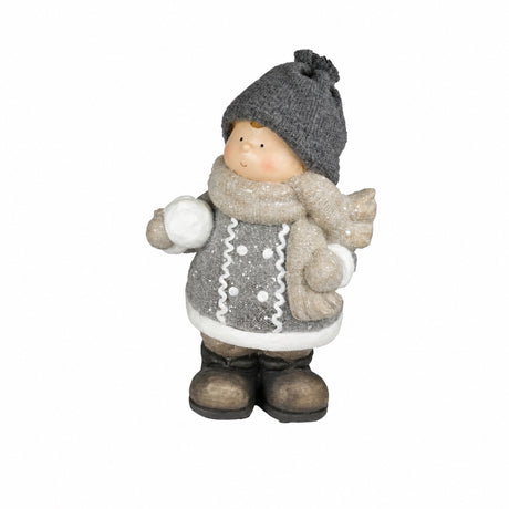 Vinterbarn med snøballer 39 cm høye