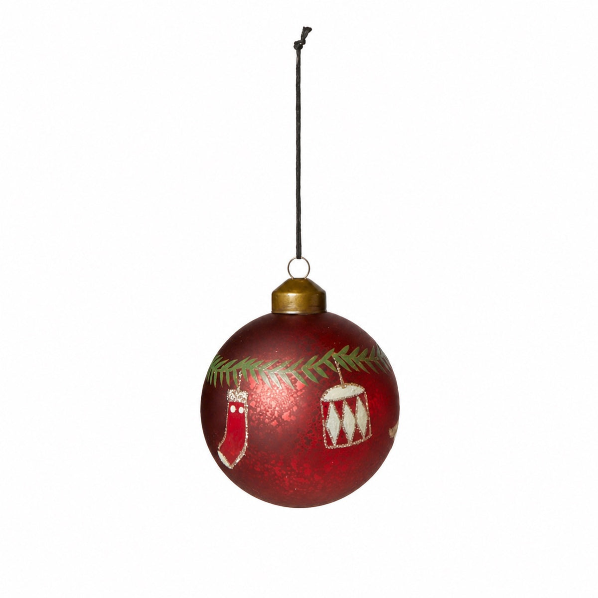Julekule med julemotiver, rød