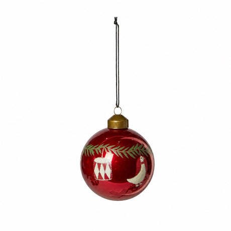 Julekule med julemotiver, rød