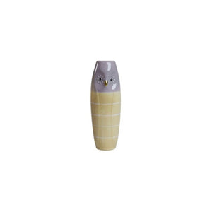 Vase Ugle 17 cm høj gul & lilla
