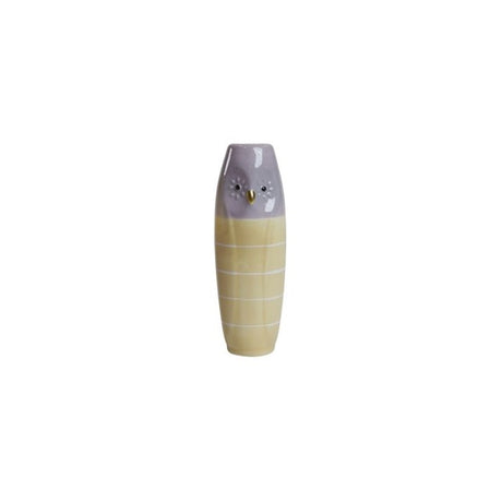 Vase Ugle 17 cm høj gul & lilla